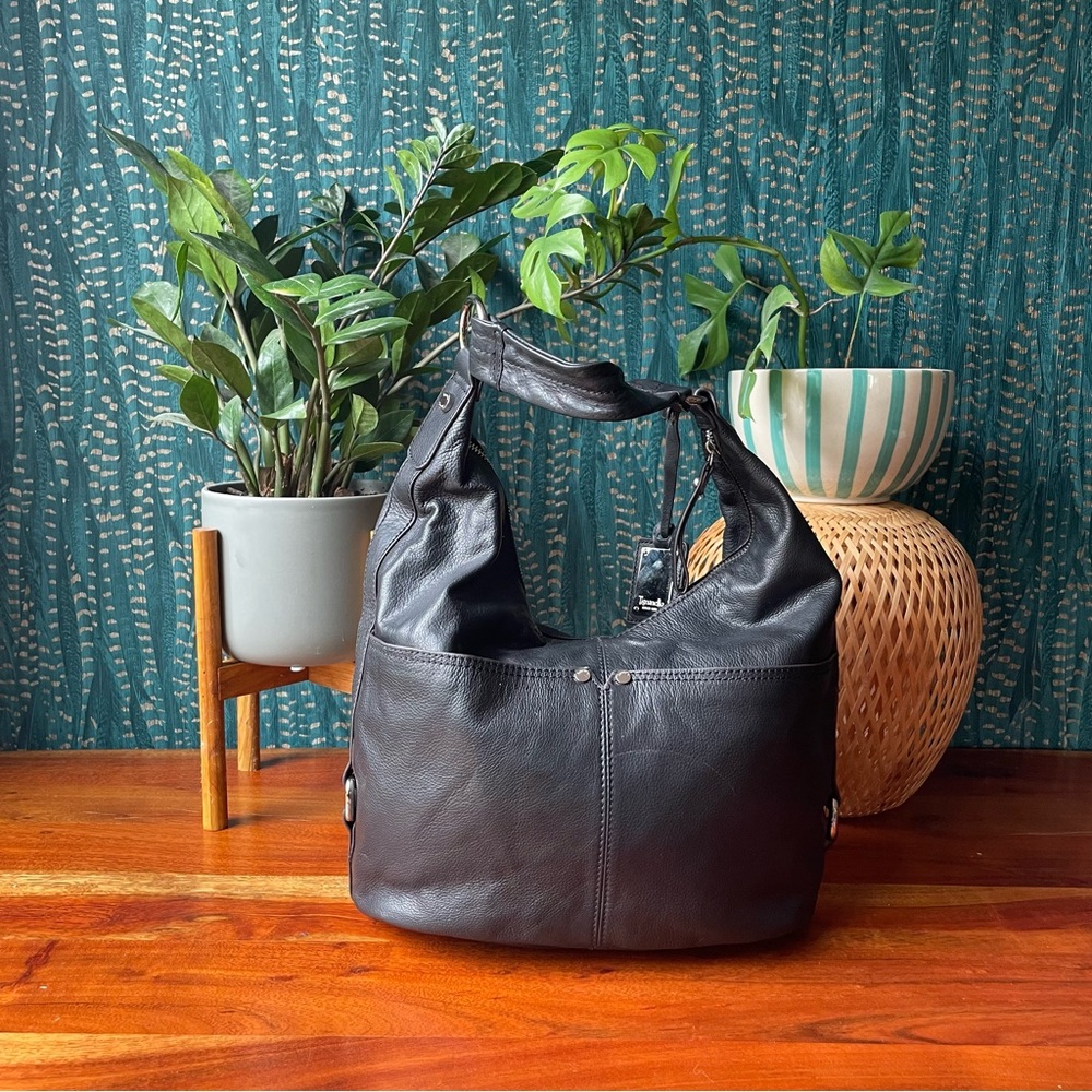 Mint Black leather Tignanello shoulder bag/hobo. NWOT